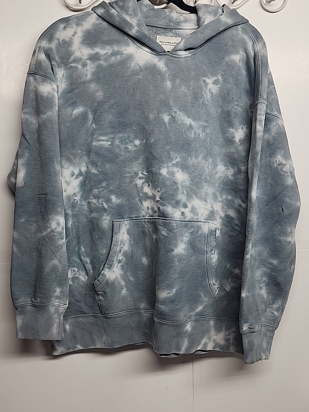 Abercrombie & Fitch Soft Tie-Dye Blue Crewneck Hoodie Size L Preppy Surf Trendy